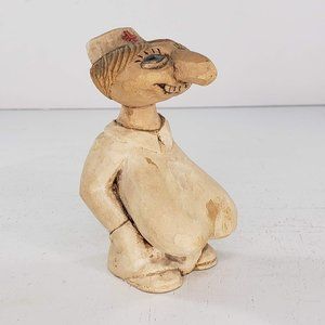 Phil Herr Comical Nurse Wood Carved Signed